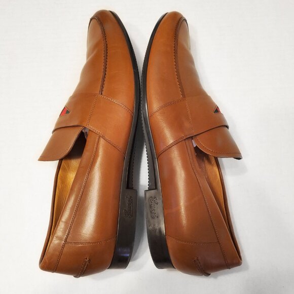 Gucci Leather Web Accent Penny Loafers - Picture 7 of 16
